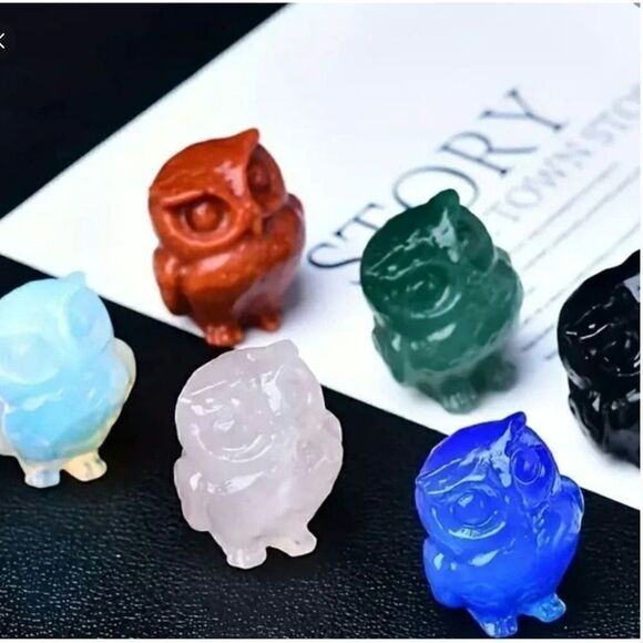 New! Natural Carved Owl in Opal Balance Stone - Picture 2 of 3